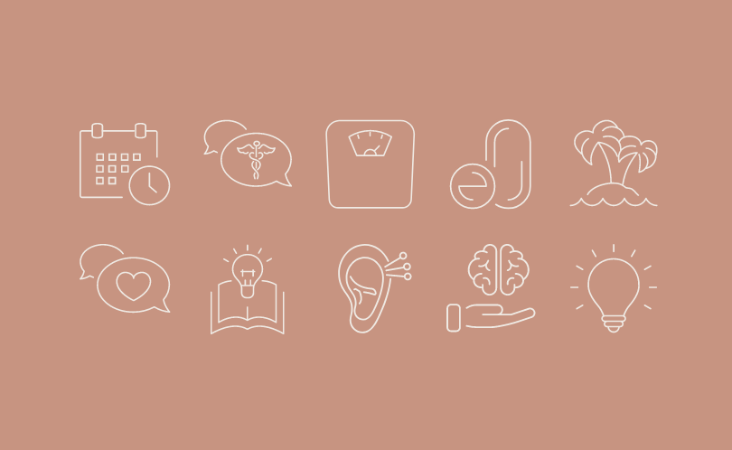 Billedet viser 10 ikoner designet til Diers Klinik