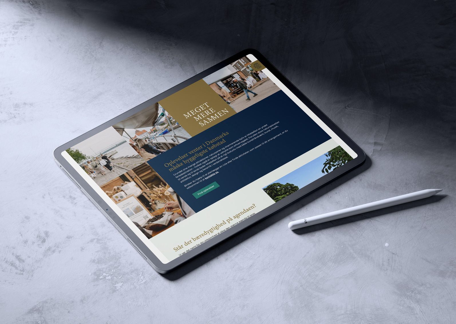 Billedet viser Vi mødes i Middelfarts hjemmeside på en iPad