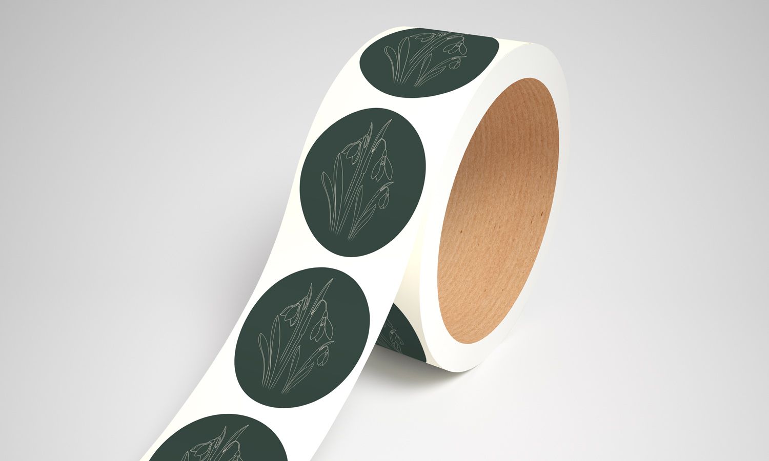 Boutique-Galanthus logo vist på label rulle