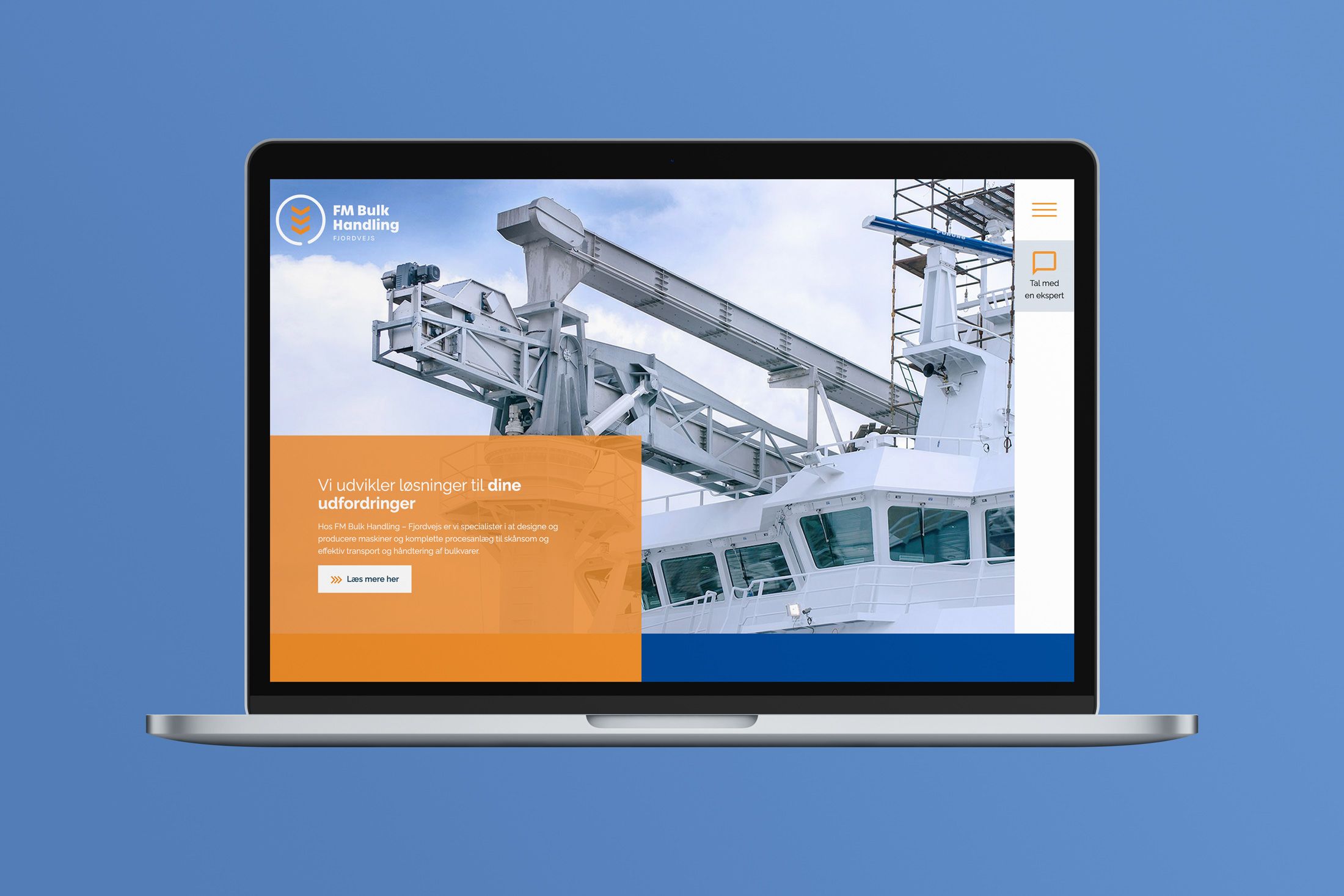 Billedet viser websitet for FM Bulk Handling