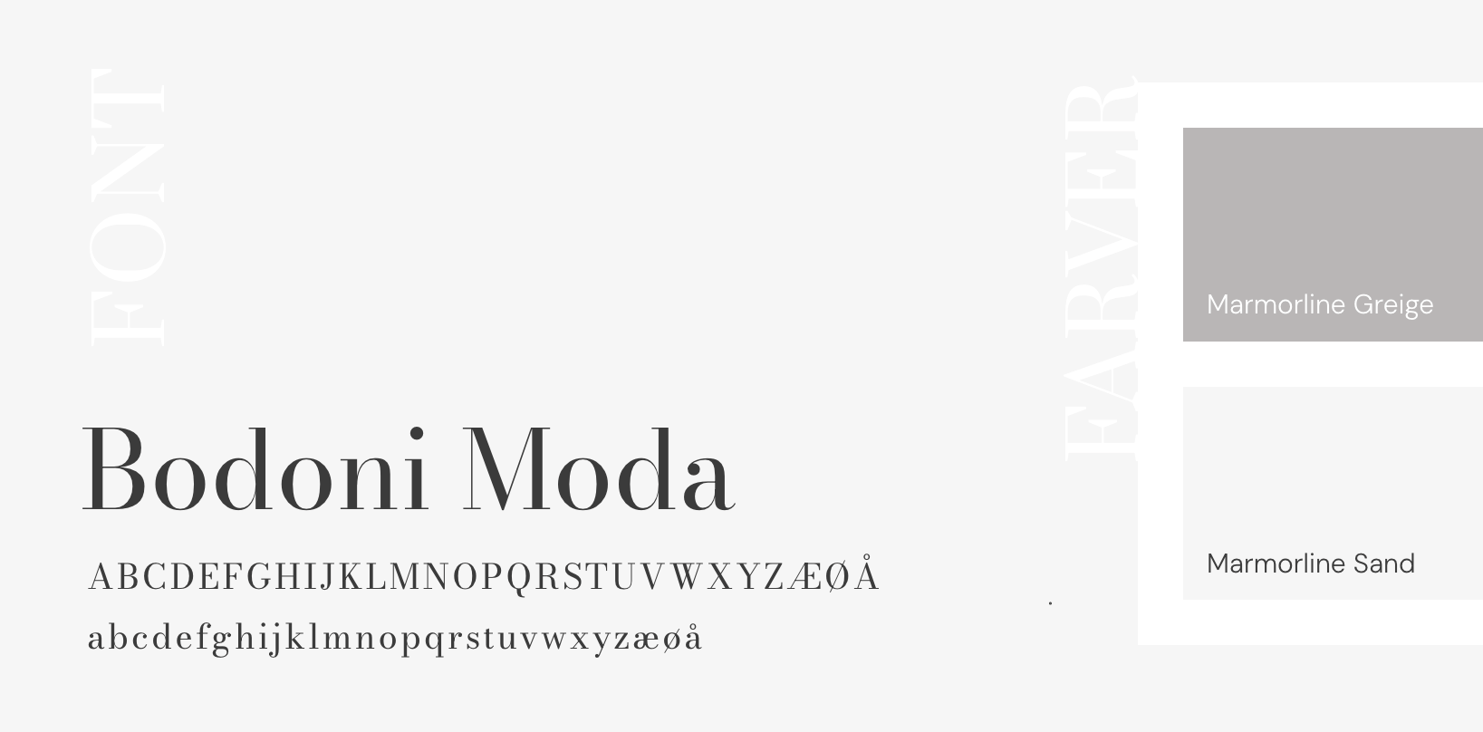 Billedet viser fonte og farver for marmorline