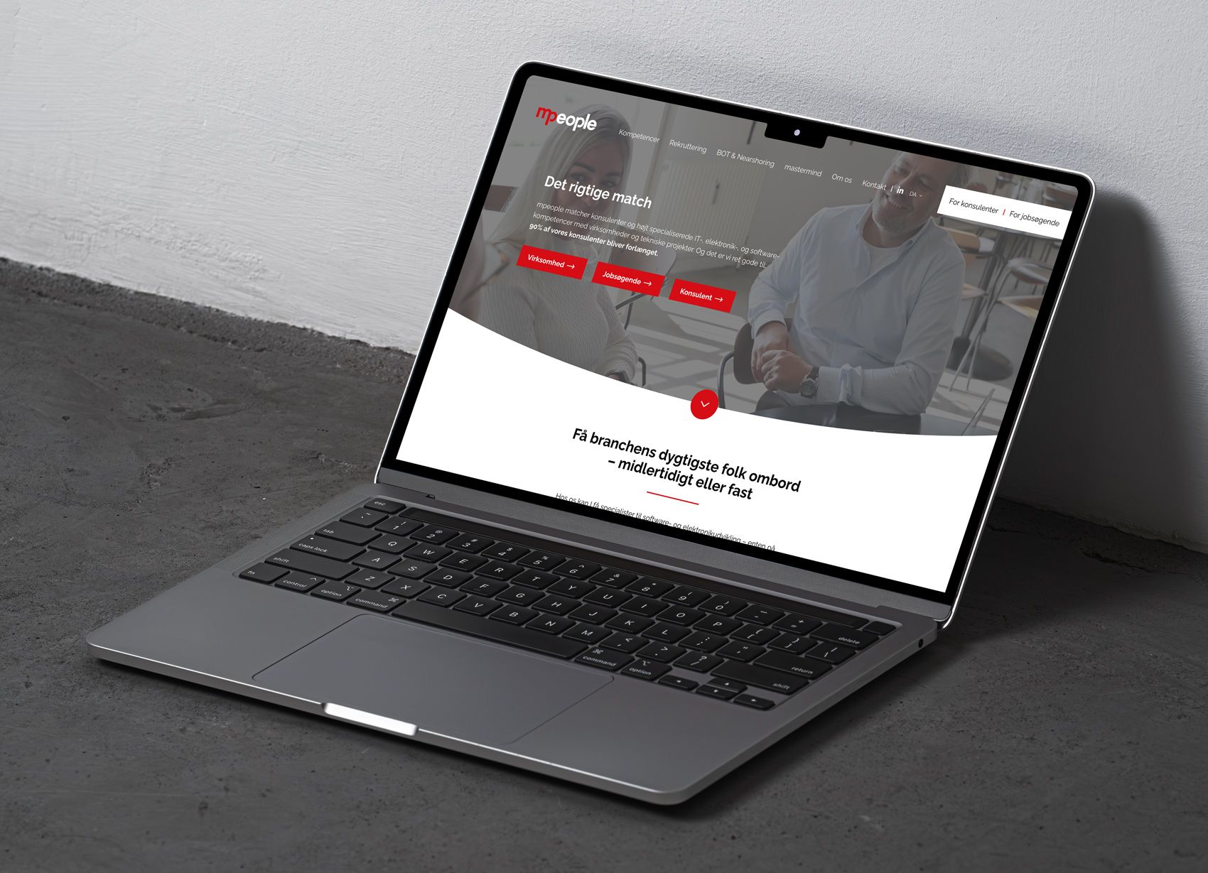 Billedet viser websitet for mpeople