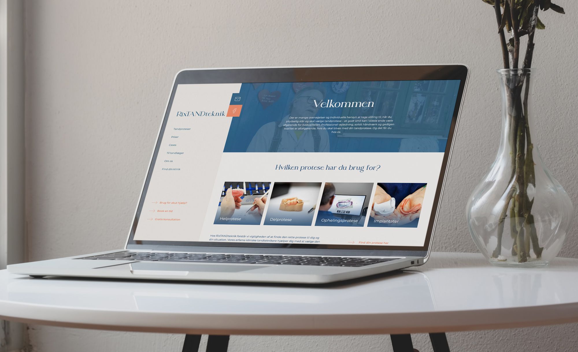 Billedet viser websitet for Rix tandteknik
