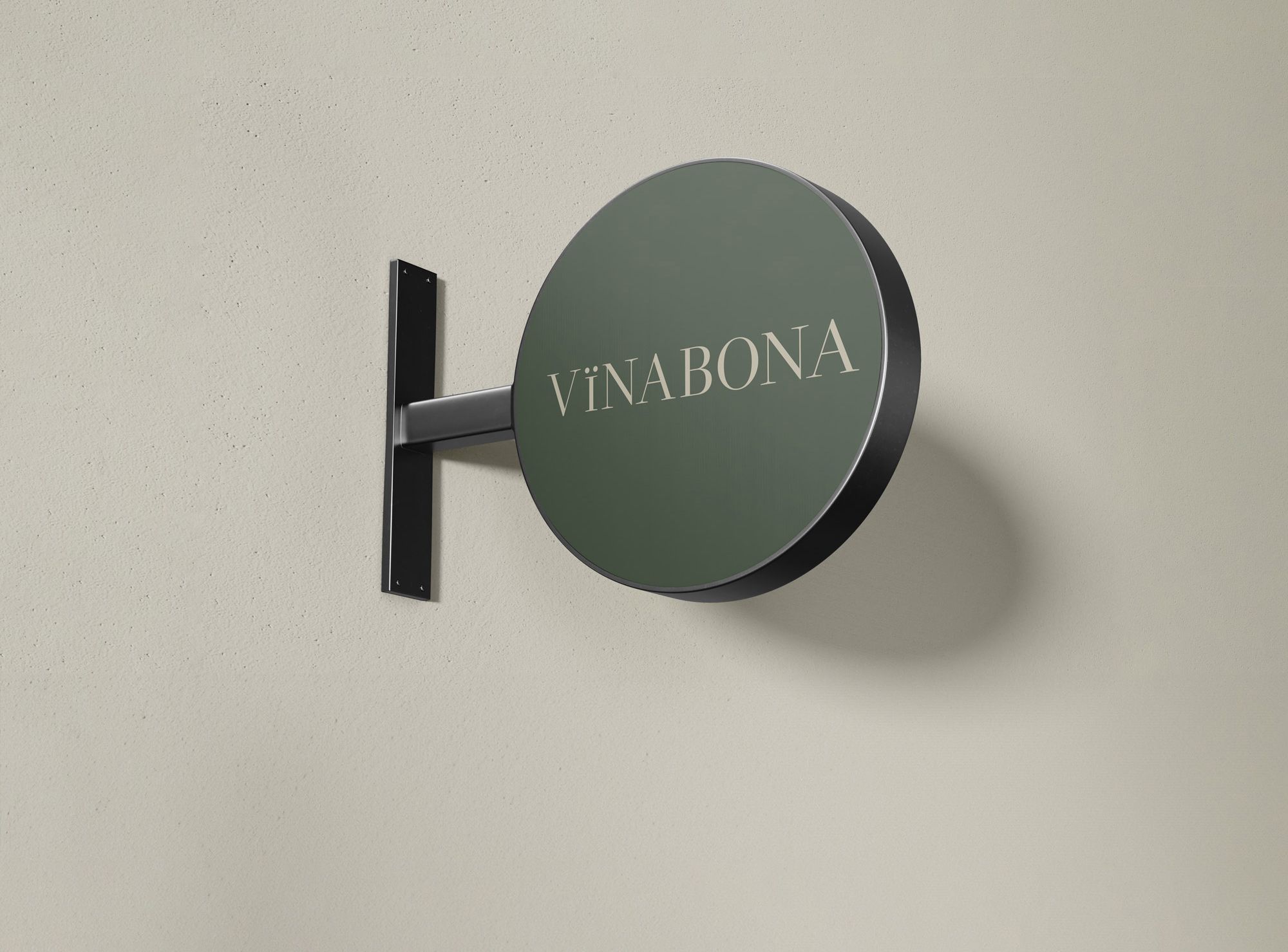 Rundt skilt med skriften VINABONA