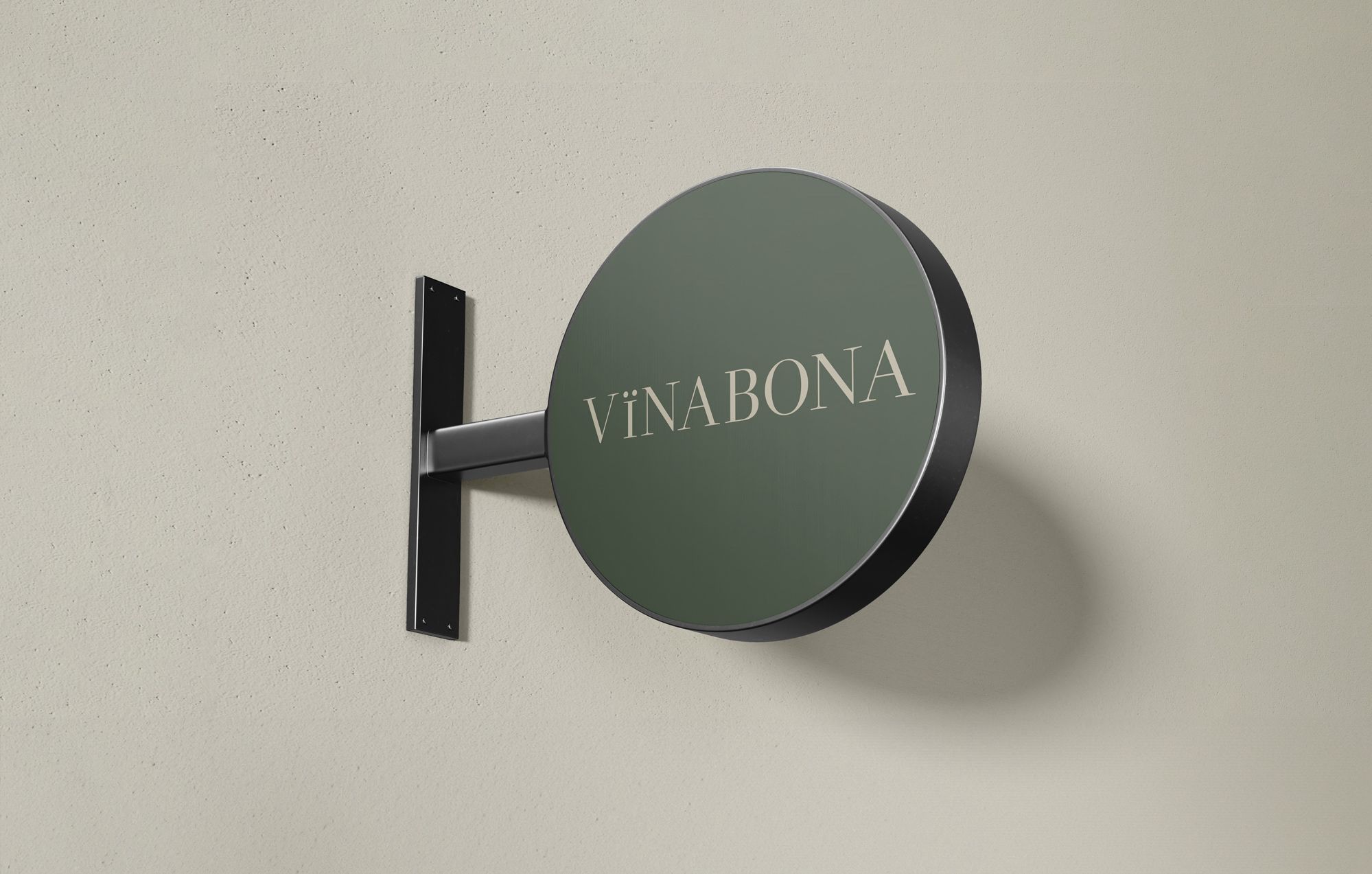 Rundt skilt med skriften VINABONA